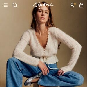 Sezane Ecru Elise Cardigan
